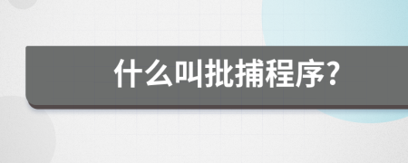 什么叫批捕程序?