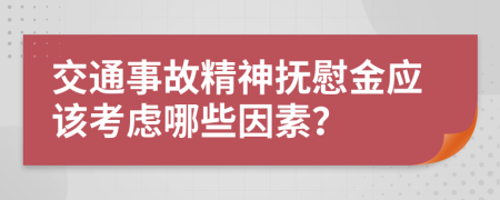 交通事故精神抚慰金应该考虑哪些因素？