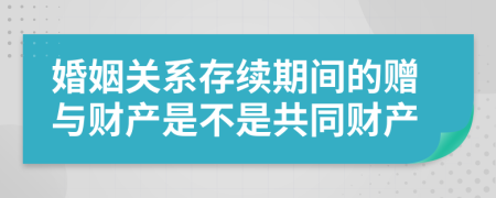 婚姻关系存续期间的赠与财产是不是共同财产