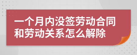 一个月内没签劳动合同和劳动关系怎么解除