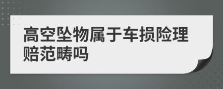 高空坠物属于车损险理赔范畴吗