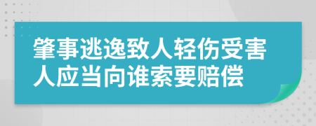 肇事逃逸致人轻伤受害人应当向谁索要赔偿