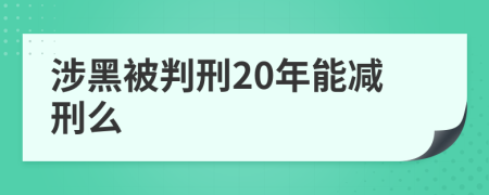 涉黑被判刑20年能减刑么