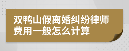 双鸭山假离婚纠纷律师费用一般怎么计算