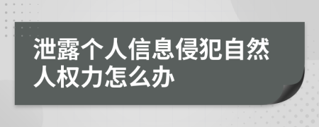 泄露个人信息侵犯自然人权力怎么办