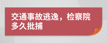 交通事故逃逸，检察院多久批捕