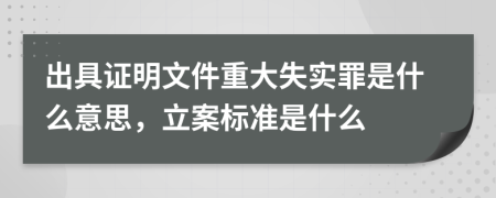 出具证明文件重大失实罪是什么意思，立案标准是什么