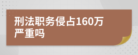 刑法职务侵占160万严重吗