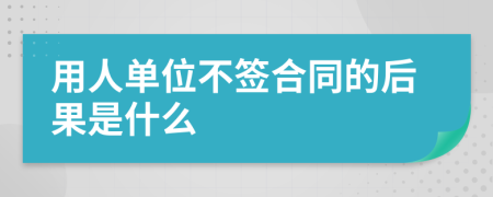 用人单位不签合同的后果是什么