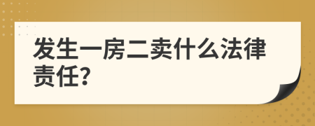 发生一房二卖什么法律责任？