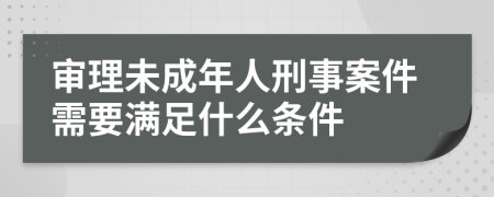 审理未成年人刑事案件需要满足什么条件