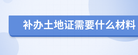 补办土地证需要什么材料