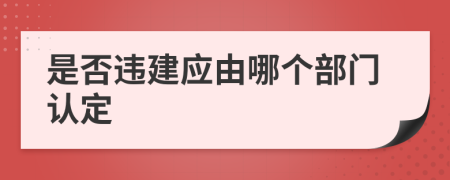 是否违建应由哪个部门认定
