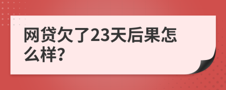 网贷欠了23天后果怎么样？