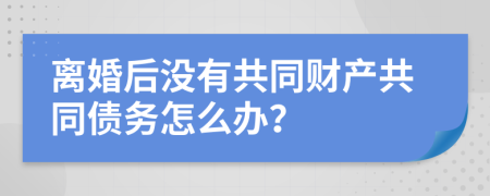 离婚后没有共同财产共同债务怎么办？