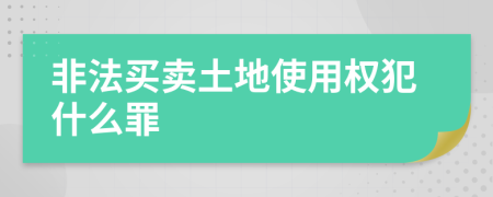 非法买卖土地使用权犯什么罪