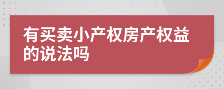 有买卖小产权房产权益的说法吗
