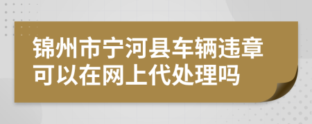 锦州市宁河县车辆违章可以在网上代处理吗