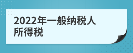 2022年一般纳税人所得税