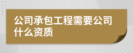 公司承包工程需要公司什么资质