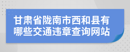 甘肃省陇南市西和县有哪些交通违章查询网站