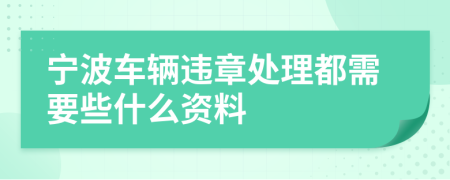 宁波车辆违章处理都需要些什么资料