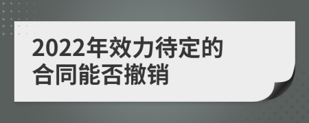 2022年效力待定的合同能否撤销