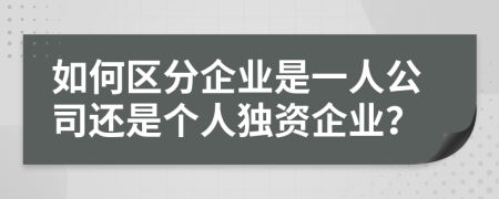 如何区分企业是一人公司还是个人独资企业？