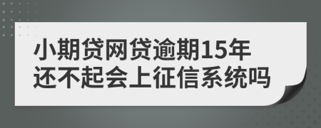 小期贷网贷逾期15年还不起会上征信系统吗