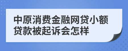 中原消费金融网贷小额贷款被起诉会怎样
