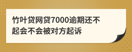 竹叶贷网贷7000逾期还不起会不会被对方起诉