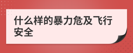 什么样的暴力危及飞行安全