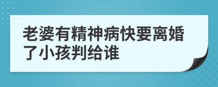 老婆有精神病快要离婚了小孩判给谁