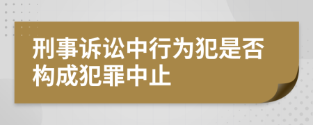 刑事诉讼中行为犯是否构成犯罪中止