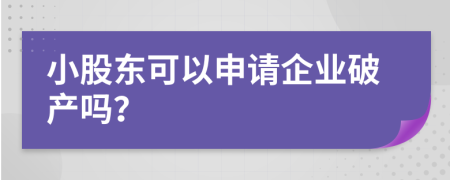 小股东可以申请企业破产吗？