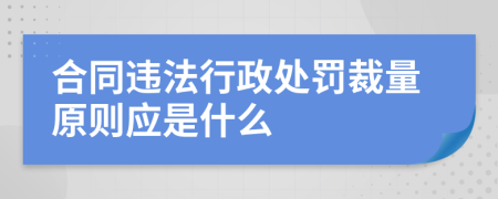 合同违法行政处罚裁量原则应是什么