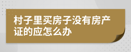 村子里买房子没有房产证的应怎么办