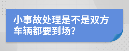 小事故处理是不是双方车辆都要到场？