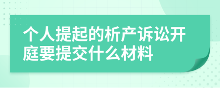 个人提起的析产诉讼开庭要提交什么材料