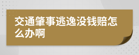 交通肇事逃逸没钱赔怎么办啊