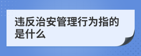 违反治安管理行为指的是什么