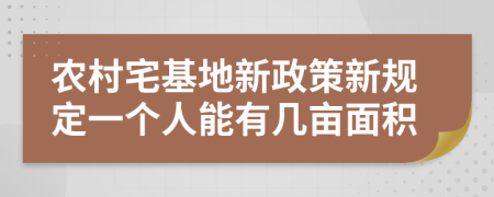 农村宅基地新政策新规定一个人能有几亩面积