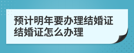 预计明年要办理结婚证结婚证怎么办理