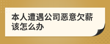本人遭遇公司恶意欠薪该怎么办
