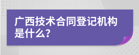 广西技术合同登记机构是什么？