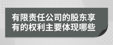 有限责任公司的股东享有的权利主要体现哪些