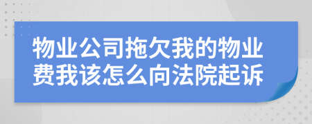 物业公司拖欠我的物业费我该怎么向法院起诉