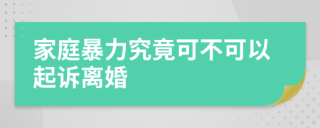 家庭暴力究竟可不可以起诉离婚