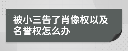 被小三告了肖像权以及名誉权怎么办