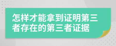 怎样才能拿到证明第三者存在的第三者证据